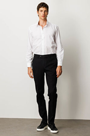 Erkek Beli Lastikli Yan Cepli Koton Pantolon Siyah