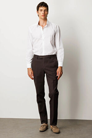 Erkek Beli Lastikli Yan Cepli Koton Pantolon Kahve