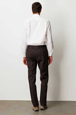 Erkek Beli Lastikli Yan Cepli Koton Pantolon Kahve