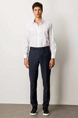 Erkek Cepli Yün Karışımlı Pantolon Lacivert