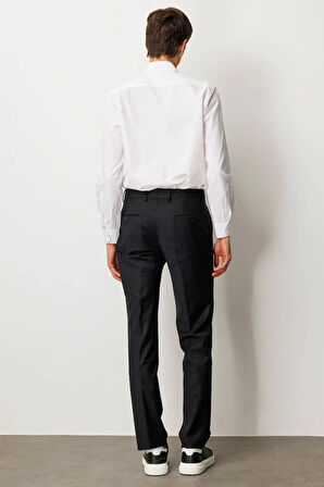 Erkek Cepli Yün Karışımlı Pantolon Siyah