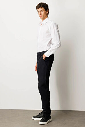 Erkek Beli Lastikli Yan Cepli Koton Pantolon Lacivert