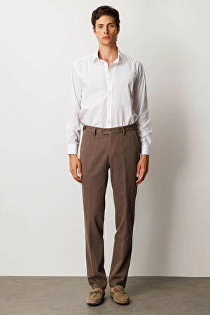 Erkek Beli Lastikli Yan Cepli Koton Pantolon Bej