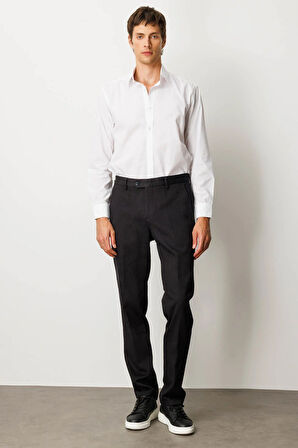 Erkek Beli Lastikli Yan Cepli Koton Pantolon Siyah