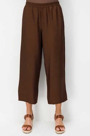 Kadın Beli Lastikli Cepli Pantolon Kahve