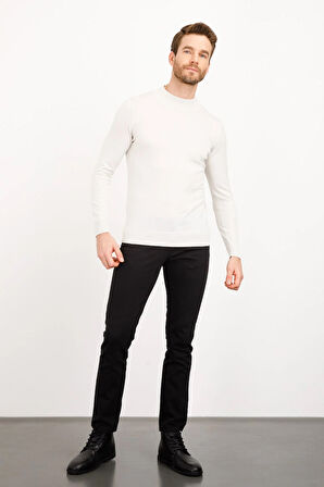 Erkek Basic Yarım Balıkçı İnce Triko Kazak Kemik