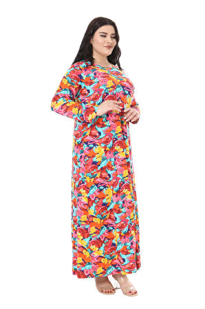 Melsay Butik Sarı Gül Desen Uzun Kollu Kadın Elbise