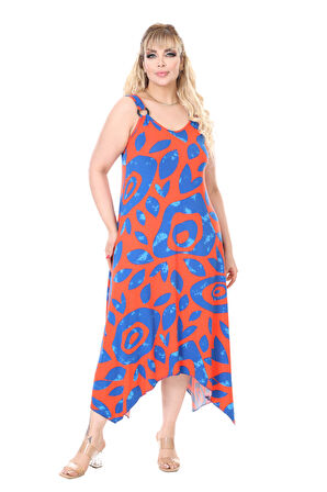 Melsay Butik Askılı V Yaka Pembe Nazar Desen Elbise