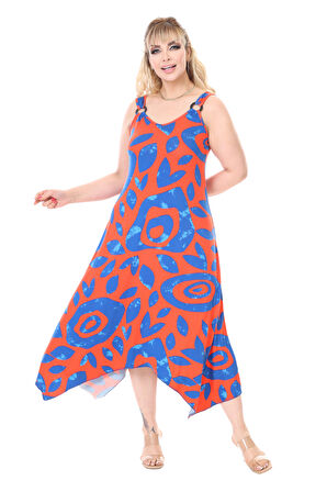 Melsay Butik Askılı V Yaka Pembe Nazar Desen Elbise