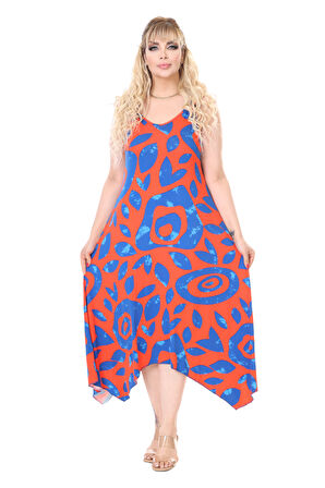 Melsay Butik Askılı V Yaka Pembe Nazar Desen Elbise