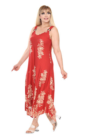 Melsay Butik Askılı V Yaka Narçiçeği Pano Desen Elbise