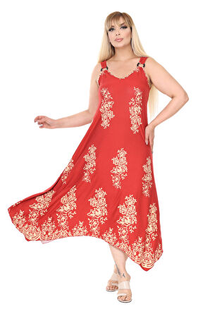 Melsay Butik Askılı V Yaka Narçiçeği Pano Desen Elbise