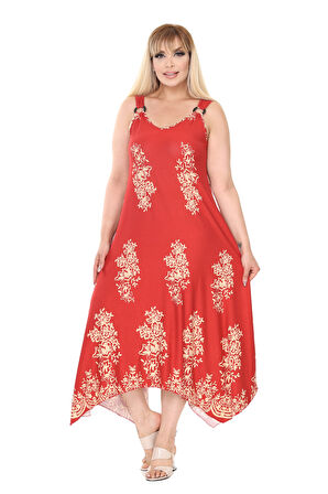 Melsay Butik Askılı V Yaka Narçiçeği Pano Desen Elbise