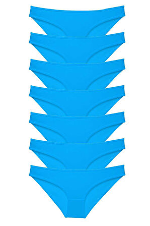 7 adet Süper Eko Set Likralı Kadın Slip Külot Mavi - Lisinya