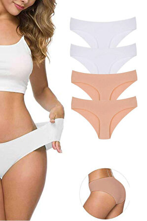 4 Adet Kadın Dikişsiz Lazer Kesim Esnek İz yapmayan Külot S3 - Lisinya