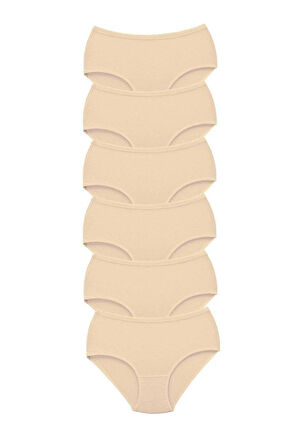 6 Adet  Kadın Yüksek Bel Bato Kalın Lastik Külot Ten - Lisinya