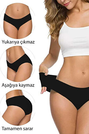 3 Adet Kadın Dikişsiz Lazer Kesim Esnek İz yapmayan Külot S6 - Lisinya