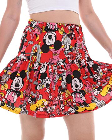 MICKEY MOUSE ÇİZGİ FİLM KARAKTERLİ JARSE KUMAŞ ŞORT ETEK