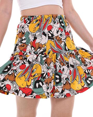 ÇİZGİ FİLM KARAKTERLİ JARSE KUMAŞ ŞORT ETEK