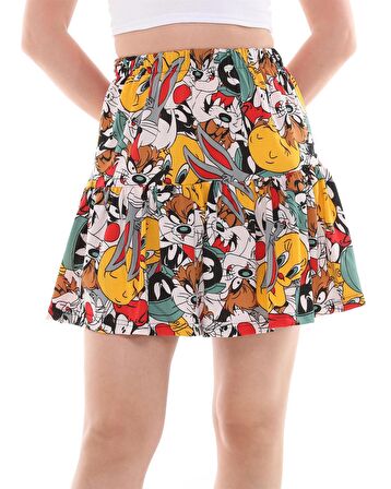 ÇİZGİ FİLM KARAKTERLİ JARSE KUMAŞ ŞORT ETEK