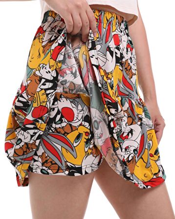 ÇİZGİ FİLM KARAKTERLİ JARSE KUMAŞ ŞORT ETEK