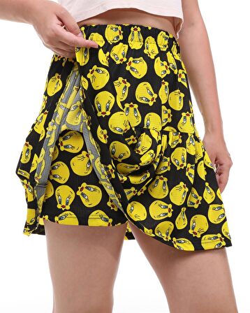 TWEETY ÇİZGİ FİLM KARAKTERLİ JARSE KUMAŞ ŞORT ETEK