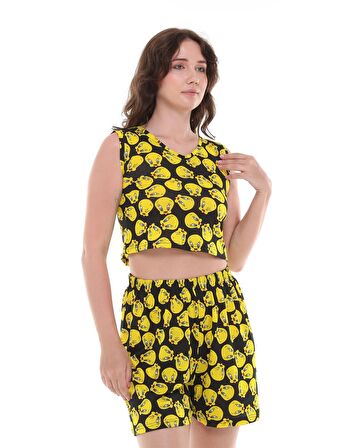 TWEETY ÇİZGİ FİLM KARAKTERLİ ALT ÜST CROP ŞORTTAKIM