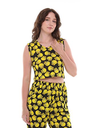 TWEETY ÇİZGİ FİLM KARAKTERLİ CROP PANTOLON İKİLİ TAKIM