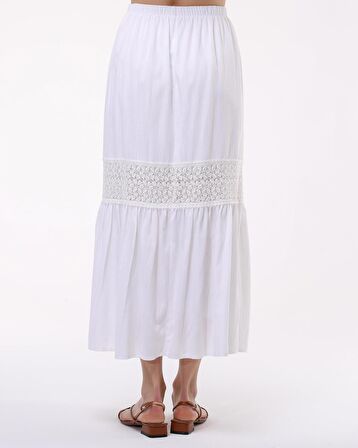 GÜPÜR DETAYLI ASTARLI UZUN ETEK