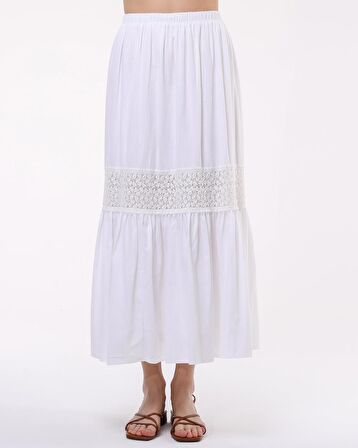 GÜPÜR DETAYLI ASTARLI UZUN ETEK