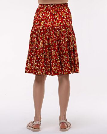 KIRMIZI MİDİ BOY ŞORT ETEK