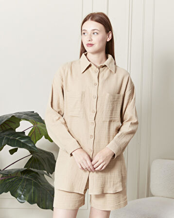 SOFT %100 KOTON KUMAŞ ŞORT GÖMLEK TAKIM