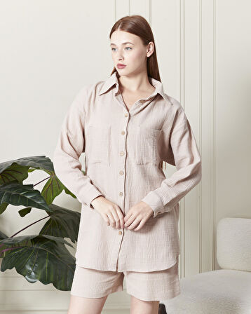 SOFT %100 KOTON KUMAŞ ŞORT GÖMLEK TAKIM