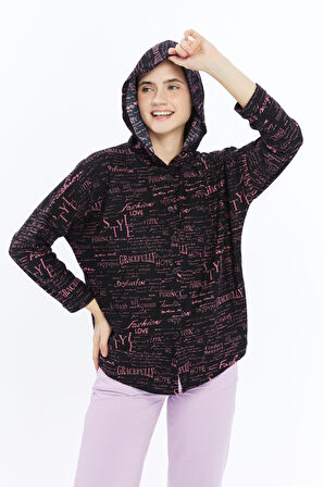 PERA KAPÜŞONLU OVERSİZE GÖMLEK