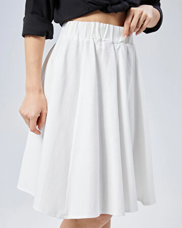 FLAMLI KETEN MİDİ BOY KLOŞ ETEK 