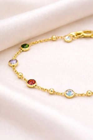luxury silver dorika zincirli taşlı gold renk gümüş bileklik