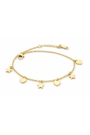 luxury steel gold kalp ve yıldız çelik Halhal