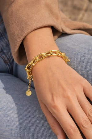 925 Ayar Gümüş Luxury Silver&steel Gold Renk Tiff Gümüş Bileklik