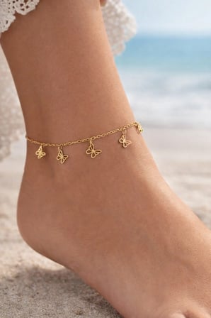 luxury steel gold renk kelebekli çelik halhal