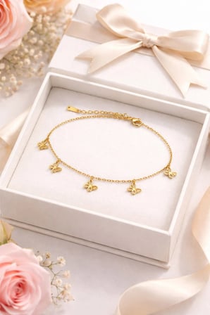 luxury steel gold renk kelebekli çelik halhal