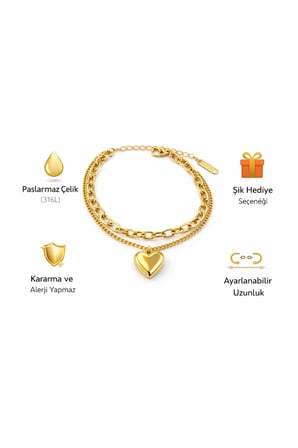 luxury Steel Gold renk kalpli çelik bileklik