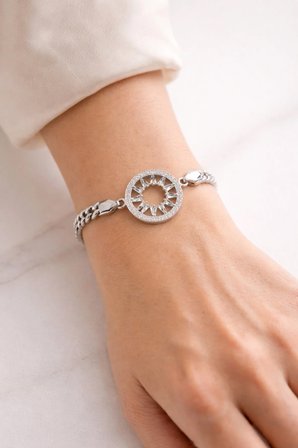 Luxury Steel Çelik Ezme Zincir Taşlı Bileklik