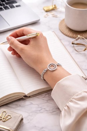 Luxury Steel Çelik Ezme Zincir Taşlı Bileklik