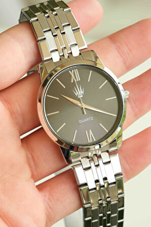 Rustic Silver Black Quartz Kol Saati