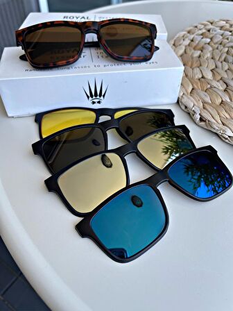 ROYAL EYEWEAR 5 LENS KLİPSLİ MIKNATISLI GÜNEŞ GÖZLÜĞÜ