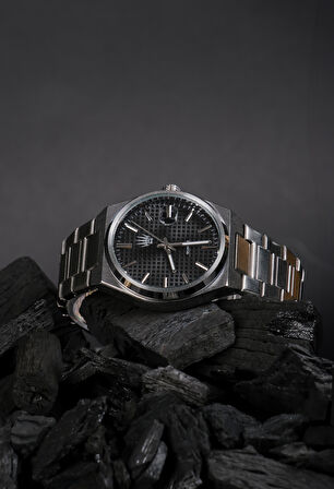 Vortex Silver Black Çelik Kol Saati