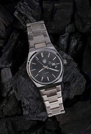 Vortex Silver Black Çelik Kol Saati