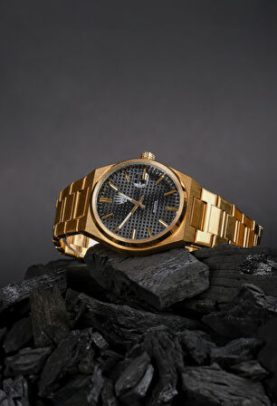 Vortex Gold Black Çelik Kol Saati