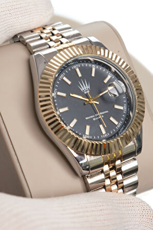 Triton Date Silver Gold Black Kol Saati