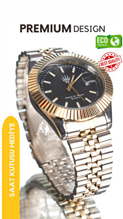 Triton Date Silver Gold Black Kol Saati
